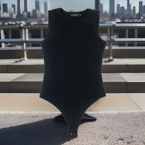 Abercrombie & Fitch Woman’s  Soft A&F Collection Black Snap Thong Bodysuit Small